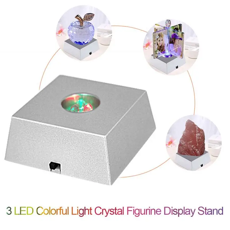 

AUGKUN 3 LEDs Home Colorful Changing Light Crystal Tower Light Decoration Figurine Display Stand Without Batteries Home Decor