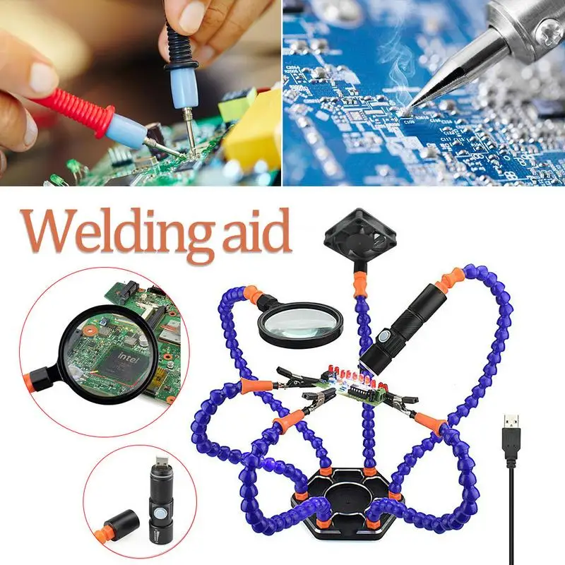 

Multi-function Aluminum Alloy Welding Aid Platform Auxiliary Tool for Welding Iron with 6 Flexible Welded Circuit Board Holder