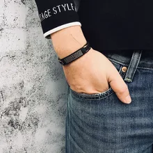 Гравированный ID браслет для мужчин с лазерным крестом Payer буквы персонализированные часы из нержавеющей стали бренды магнитного здоровья Исцеление ювелирные изделия