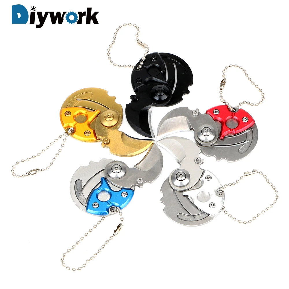 

DIYWORK Keychain Knife Hand Tool Sets Camping Outdoor Survive Tools Pocket Knife EDC Mini Folding Blade Self Defense