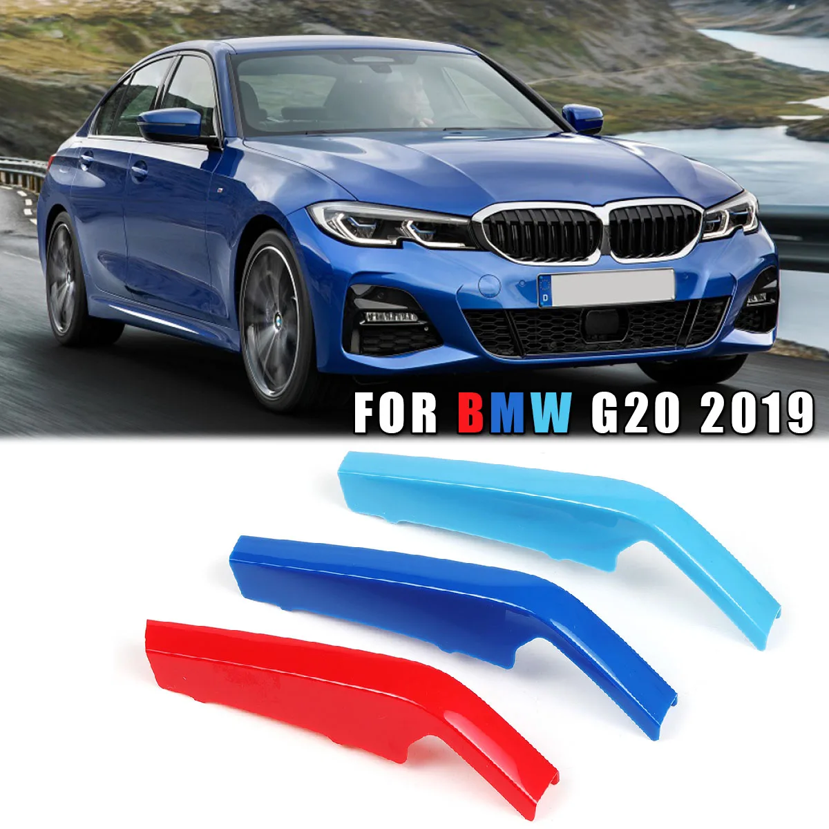 //////M Farbe Grille Streifen Kühlergrill Rahmen für BMW 3er F30 8 Bar Cover Stripe
