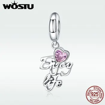 

WOSTU New Arrival Authentic 925 sterling sIlver The Enjoying life Pendants fit Bead Bracelet &Necklace DIY Luxury Gift DXC907