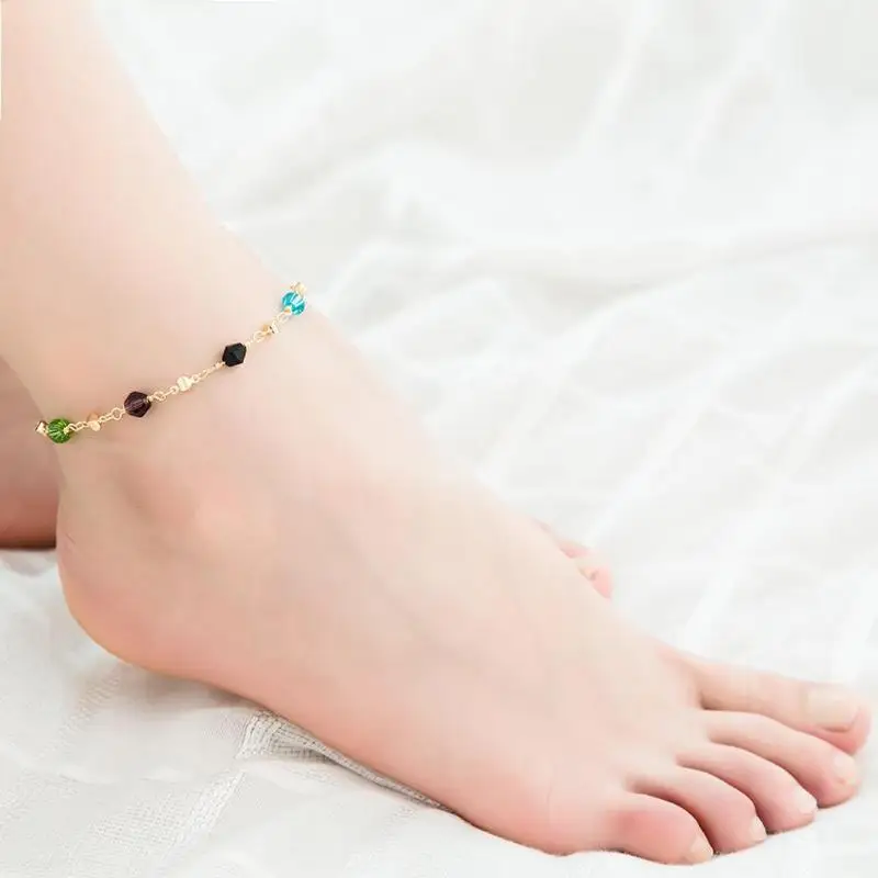 2019 New Simple Fashion Zircon Colorful Anklets Foot Chain Bracelet Women Jewelry Pendants For Girl And Gift | Украшения и