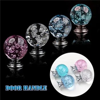 ZENHOSIT Crystal Transparent Bubble Round Ball Furniture Door Handle Modernized Single Hole Cabinet Pulls Closet Drawer Kitchen