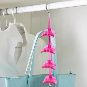 

360 Degree Rotatable Handbag Holder 4-Hooks Purse Bag Clothes Towel Organizer Hanger Hanging Rack Household Storage Hooks