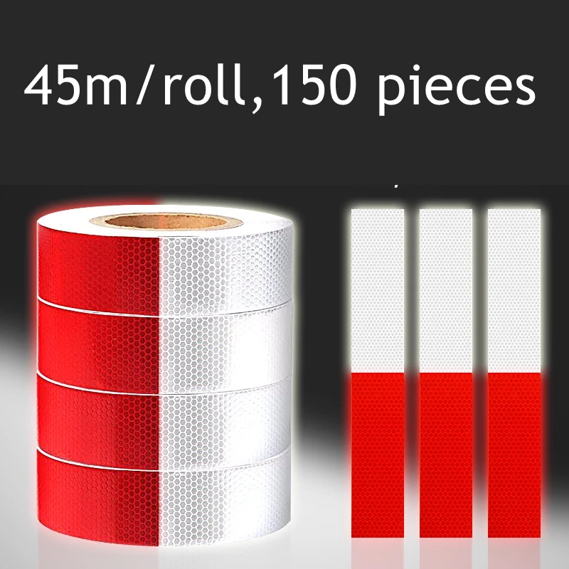 

25pcs 45m/roll Reflective Stickers Adhesive Tape Car Truck Bike Safety Stickers White Red Reflective Strip Traffic Safety Strip