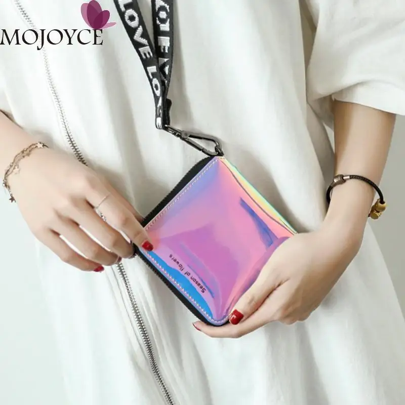 

Girls Casual Short Zipper Wallet Laser Women Large Capacity Coin Purse PU Leather Female Square Small Card Holder Clutch