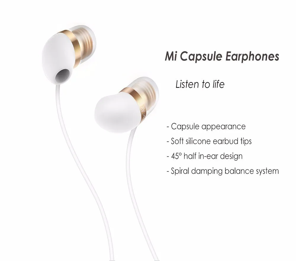 Mi Capsule наушники Piston Air вкладыши с микрофоном и управлением проводом для быстрого