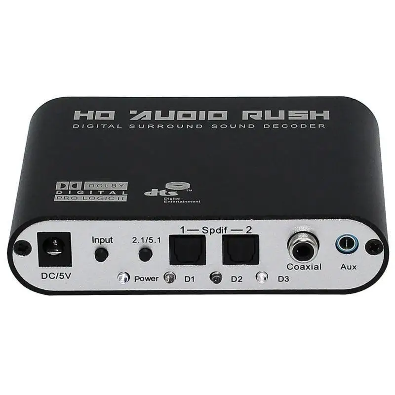  LEORY Digitale ad Analogico Convertitore AC3 Ottico per Stereo Surround HD 5.1 Audio Decoder 2 SPDI