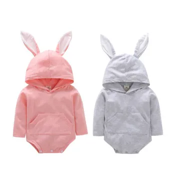 

Baby Girl Hooded Bodysuit Bunny Ear Cute Pocket Warm Casual Clothes Toddler Spring Autumn Newborn Baby Girl 0-24M