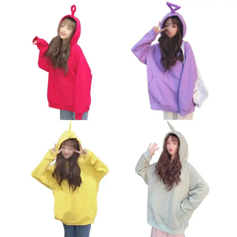 

Ladies Leisure Cute Hoodies Tops Women's Solid Color Loose Fleece Lined Cashmere Hooded Korean Tops For Spring Autumn Winter