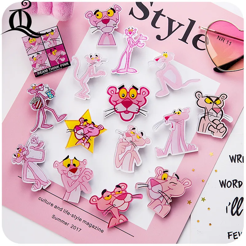 

1pcs lovely pink leopard acrylic Accessories Fashion cartoon Brooch Badge Pin Collar brooch Jewelry Gift,Pet cloth,Z31