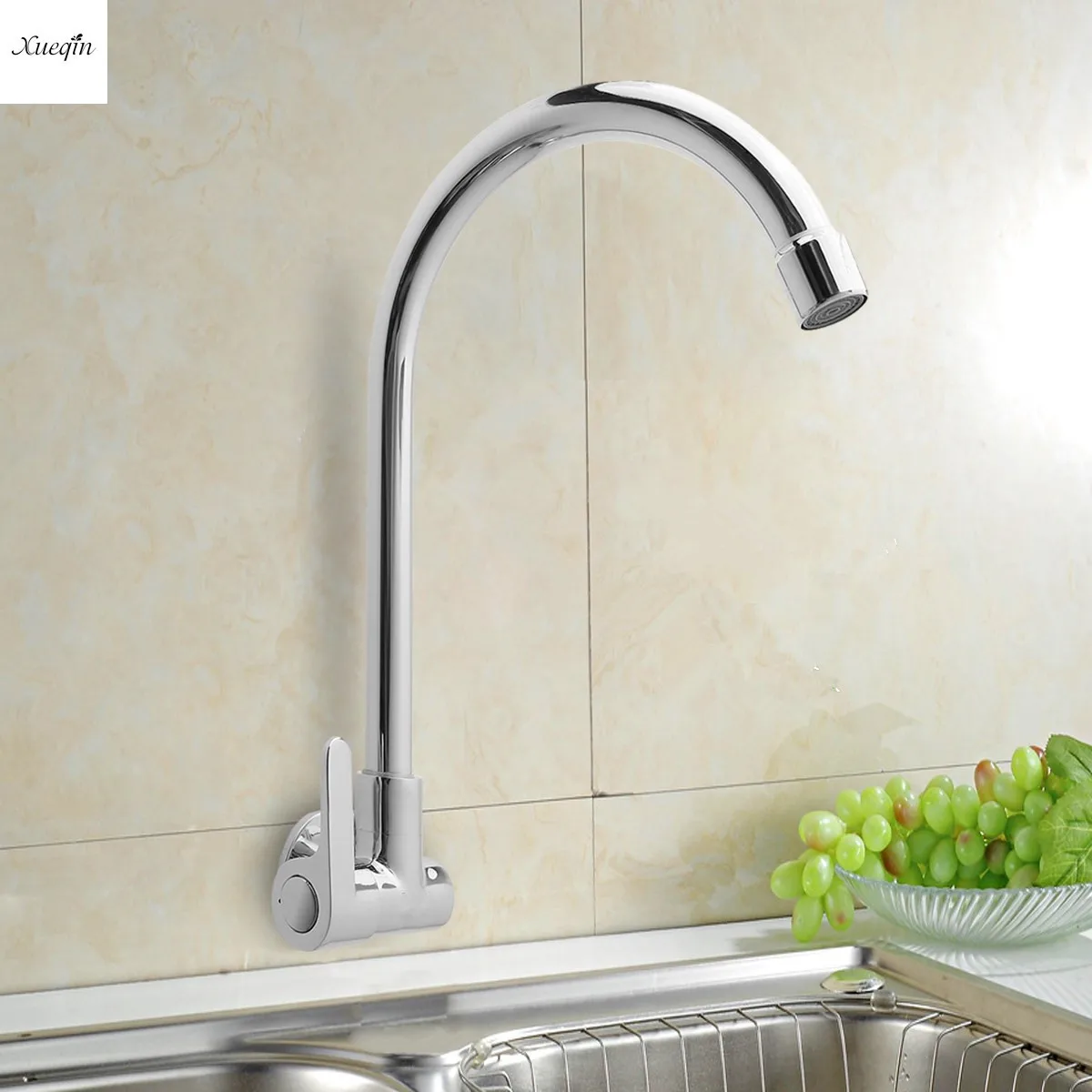 

Bathroom Single Handle Single Cold Tap Kitchen Water Faucet 360Rotatable Wall Mounted Basin Sink Faucet Spout