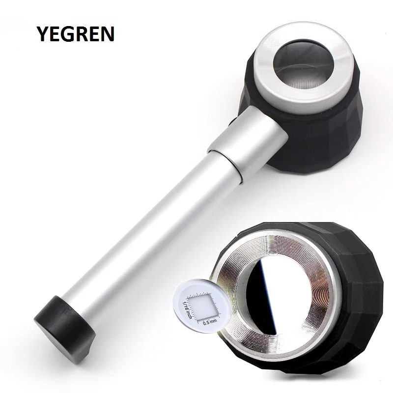 

10X Handheld Magnifier LED Illuminated Metal Magnifying Glass with Measuring Scale and 3LED Lights Lighting Reading Checking