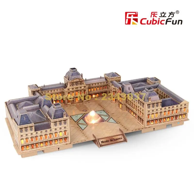 

Cubicfun L517H 137pcs World Famous Architecture Louvre Model France Paris Souvenir With LED 3D Paper Modal Puzzle