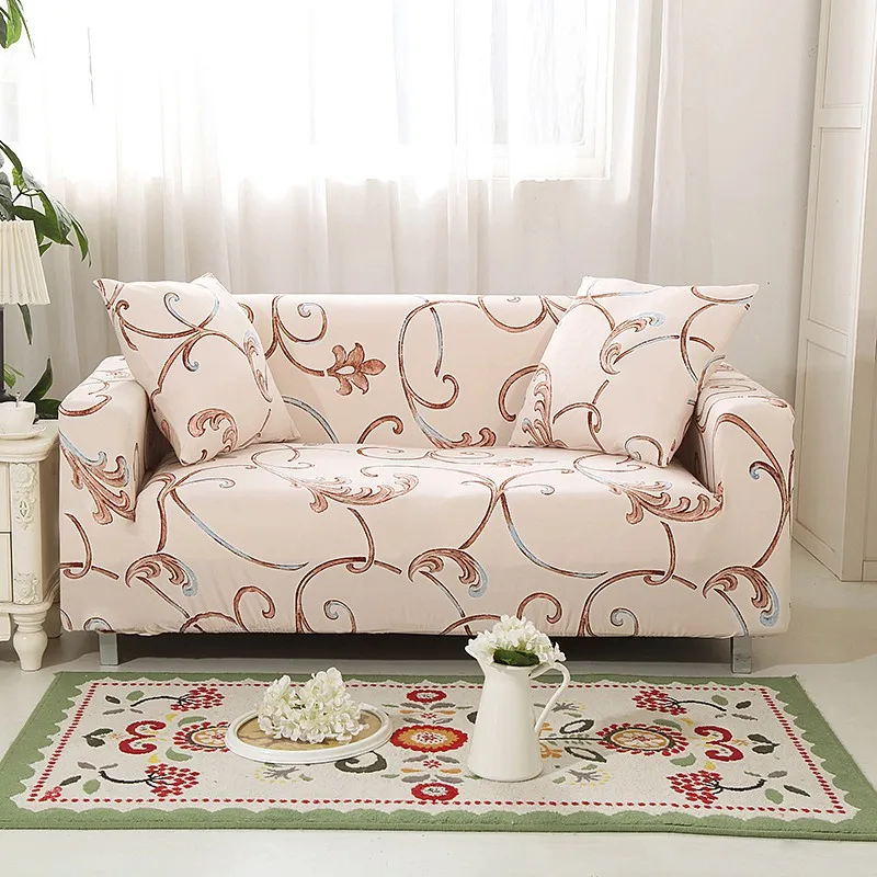Beige Flexible Couch Sofa Cover Cute European Floral print Spandex