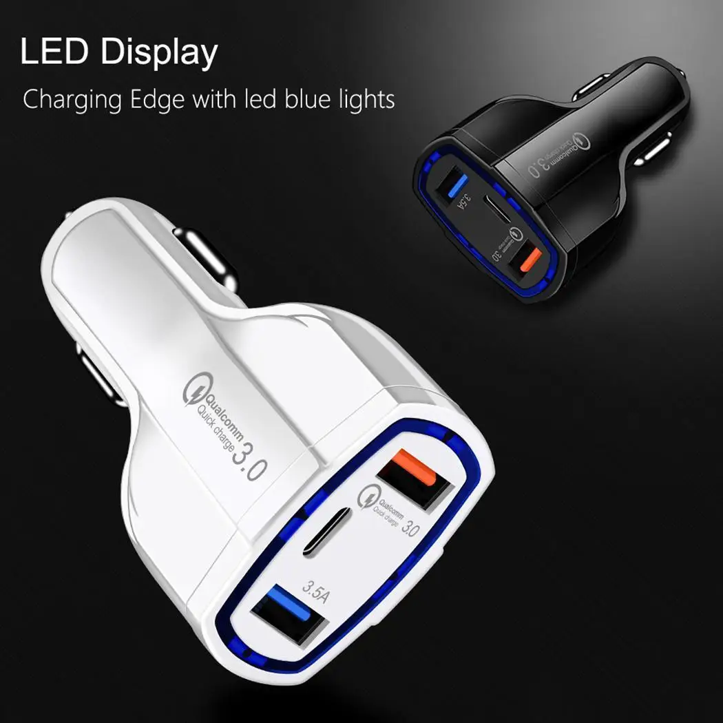 

Fast Charge 3.0 Dual USB Type-C Car Charger Mobile Unique design of double 2.1A ports General Phone Charger 5V