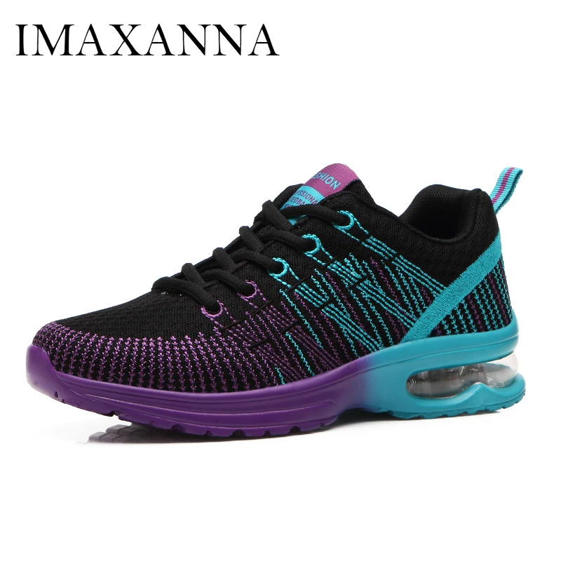 

IMAXANNA New Women's Running 2019 Mesh Shoes Sport Lace Up Jogging Shoes Air Rubber Sole Fashion Outdoor Sneakers Woman Shoe