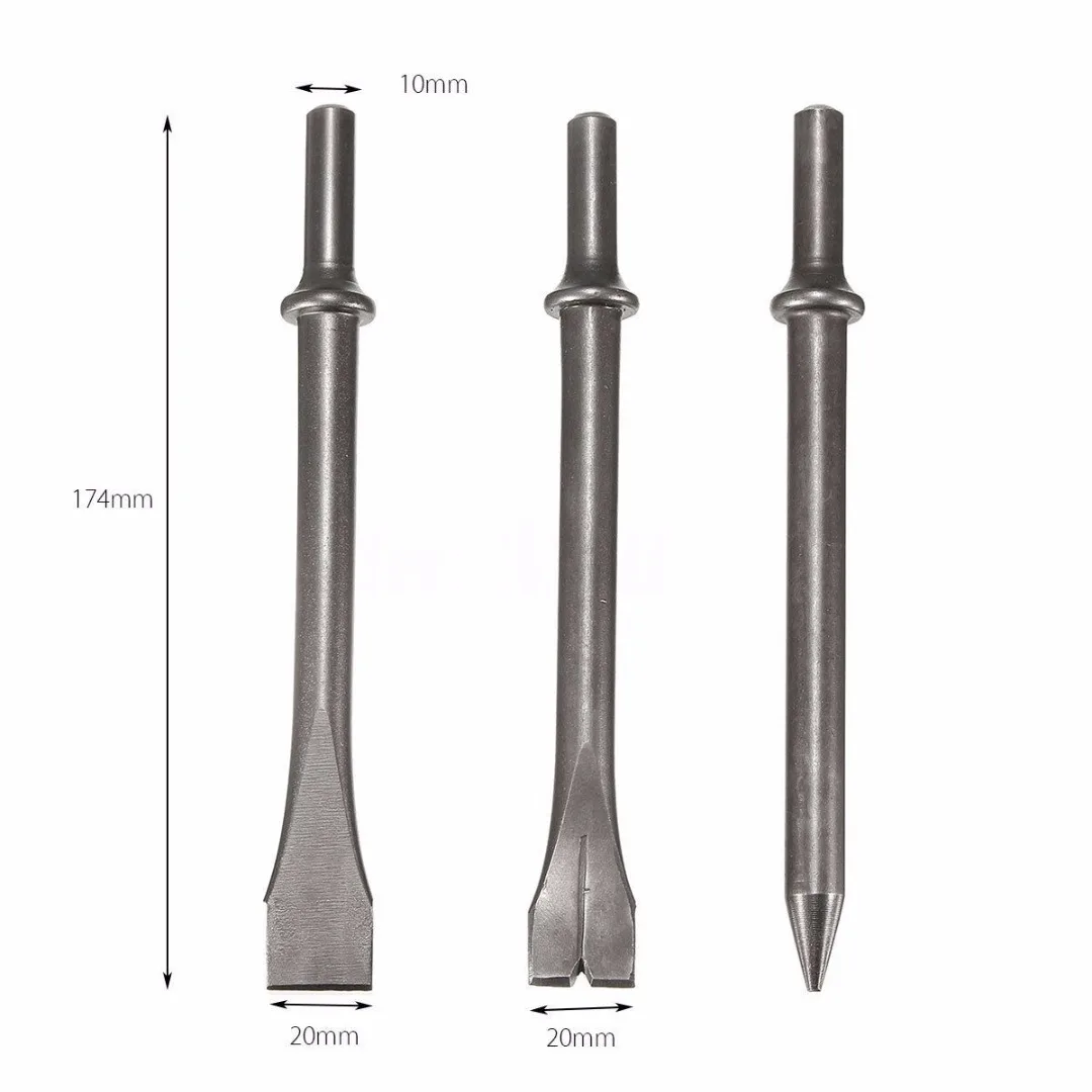 OSSIEAO 3 шт. 7 ''Длина воздушный молоток удар сколов долото набор круглый бар инструмент