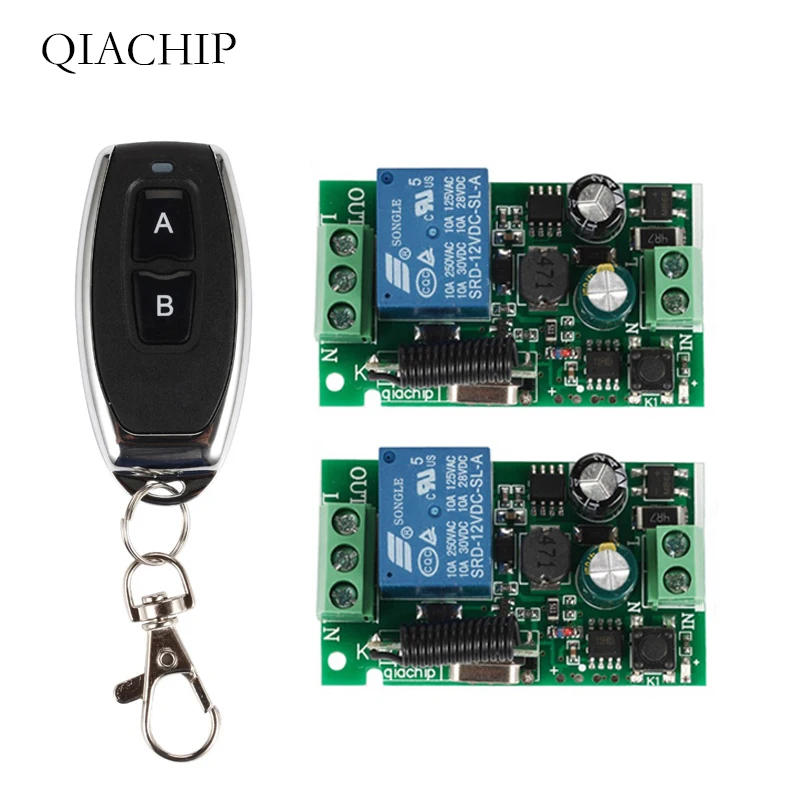 

QIACHIP Universal Wireless 433MHz RF Remote Control Switch AC 110V 220V 1 CH RF Relay Receiver Module Light Switch Transmitter