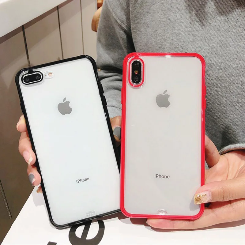 

Luxury Transparent Shockproof Phone Case For iPhone X XS XR XS Max 6 7 8 Plus Soft TPU Anti-knock frame Back Cover Cases Gift