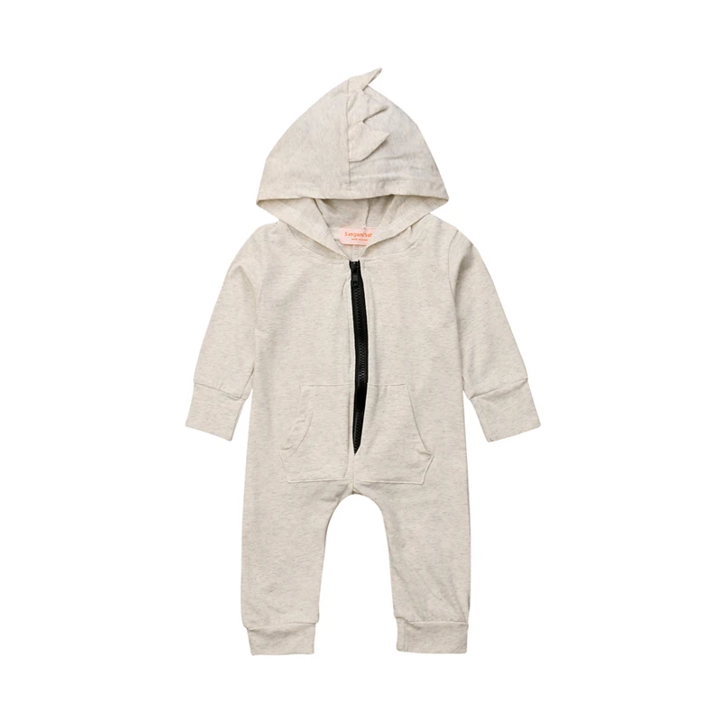 

Newborn Baby Boys Girls Dinosaur Hooded Romper Jumpsuit Long Sleeve Cotton Zipper Sweatshirts For Children
