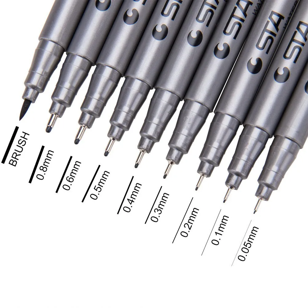 

1/9PCS Gel Pen Drawing Fine Liner Pen Brush Water Resistant Pigment Painting Art Marker Pens School Sketch Pen 04301