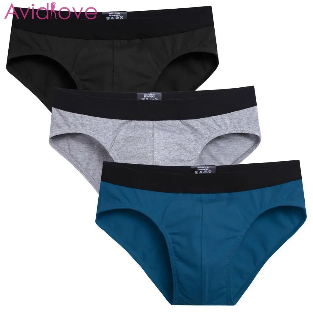 Avidlove 3 шт./лот мужское хлопковое эластичное однотонное нижнее белье удобное Mutil