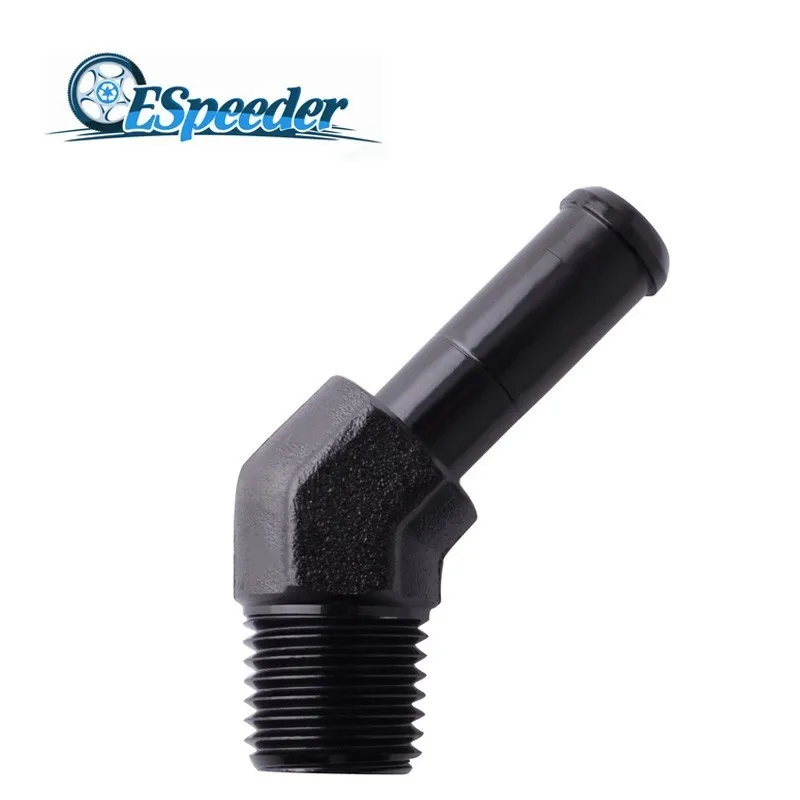ESPEEDER 1/4 &quotNPT Male To 3/8&quot Барб ниппель шланг 45 градусов фитинг адаптер Черный AN6 для NPT
