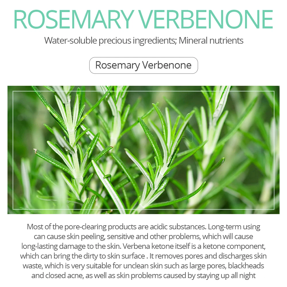 VIBRANT GLAMOUR Face Mask Blackhead Acne Remove Deep Cleaning Whitening Moisturizing Facial Mask Verbenone Rosemary Condensation 5