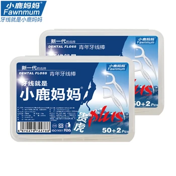 52pcs/box Adult Unwaxed Dental Floss Flosser Picks Teeth Toothpicks Stick Tooth Clean Oral Care Pebble Fashion Dental Pick Floss