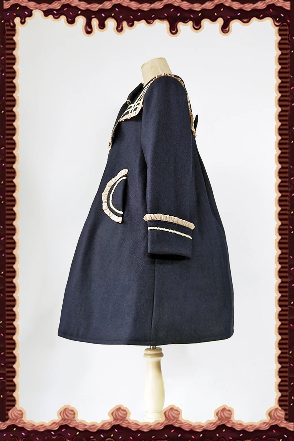 Женское однобортное пальто в стиле колледжа с матросским воротником, Инфанта