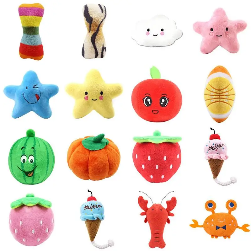 

Dropshipping 1PC Cute Animal Shape Plush Pet Toy Vocal Plush Doll For Cats And Dogs Bite And Sleeping Companion Soft Cat Toys