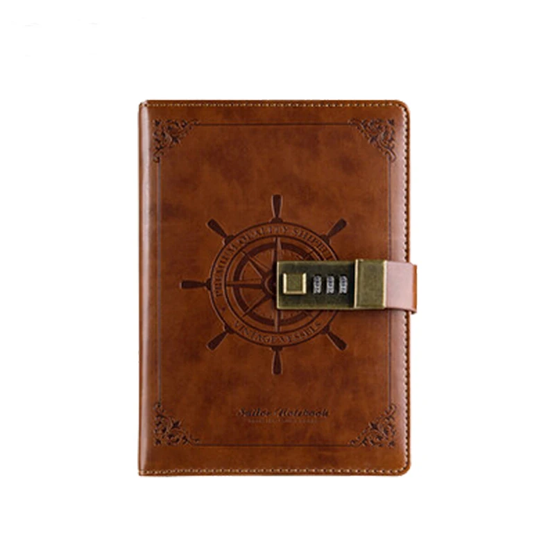 

Vinatge Leather Passcode Lock Notebook Diary with Lock Personal Diary Travelers Journal 224 Pages Thick Daily Planner