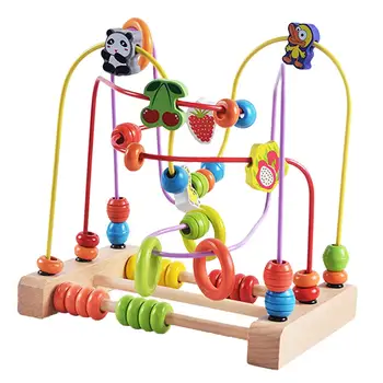 

Wooden Bead Labyrinth Game Color Shape Recognition Rollercoaster Counting Math Educational Toys for Baby Children Kids