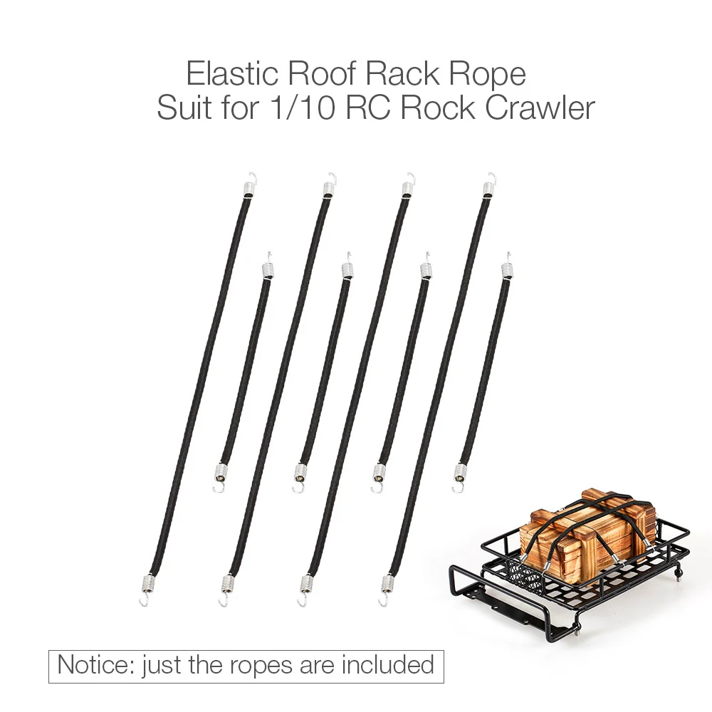 

8Pcs Elastic Roof Rack Rope Luggage Cords for 1/10 RC Rock Crawler Truck Axial SCX10 II 90046 Tamiya CC01 RC4WD Traxxas Car