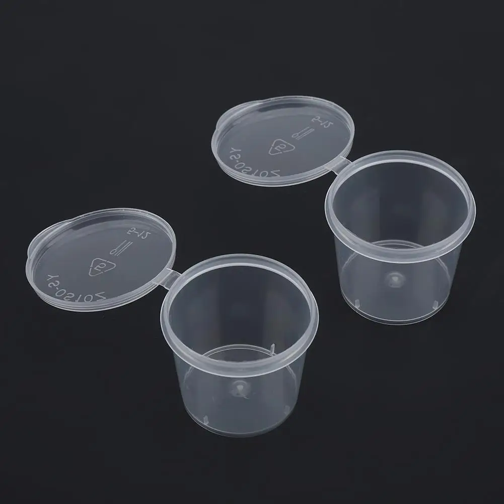 50Pcs Plastic Disposable Portion Cups Jello Shot Cups with Lids Sauce Cup Souffle Cups Sampling Cups 1oz