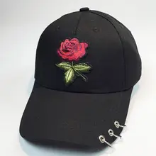 Повседневная женская летняя бейсболка Цветочная шапка с вышивкой Кепка розовые черные белые цвета Snapback шапки