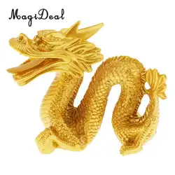 Китайский Зодиак смолы Единорог фигурка дракона ручная роспись золотые украшения для дома золото