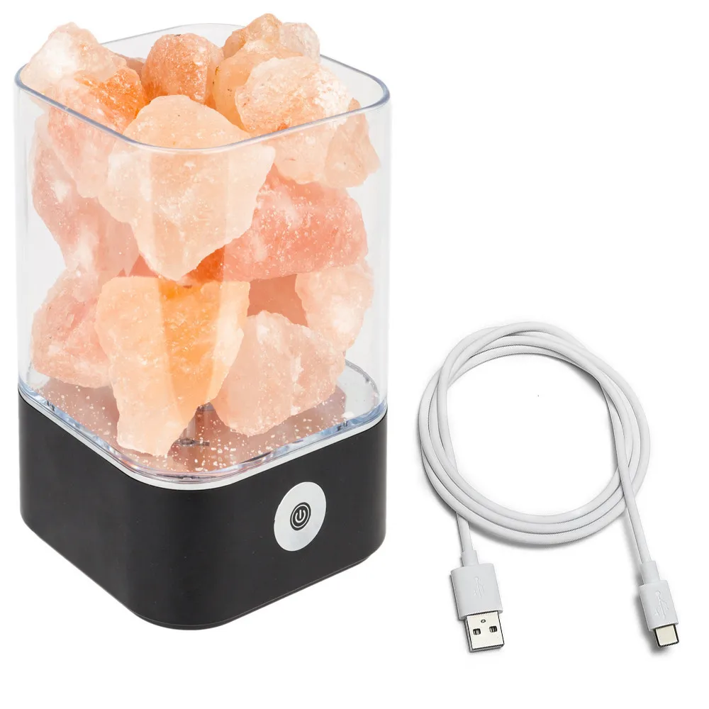

Usb Himalayan Salt Led Lamp Air Purifier Natural Crystal Light Mood Creator Indoor Warm Light Table Lamp Bulb Bedroom Decoration