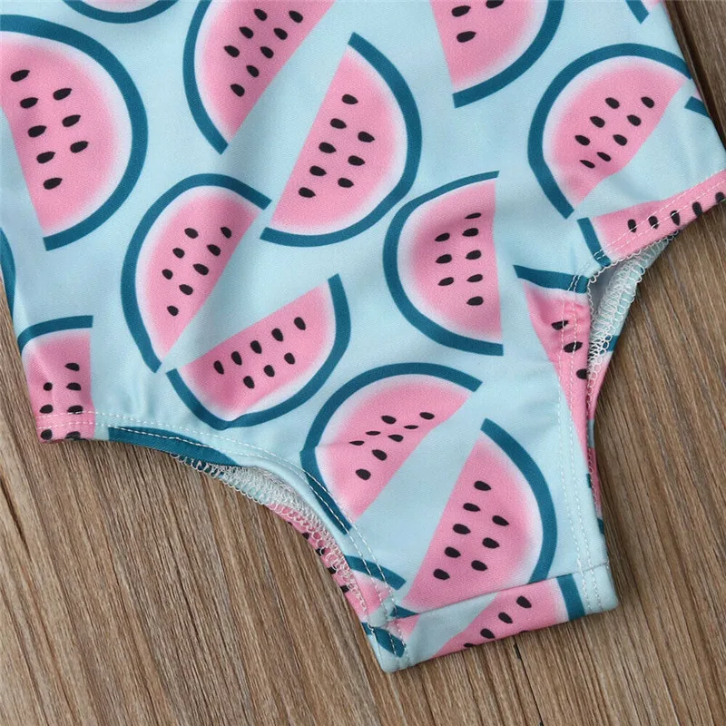 Family Matching One-Piece Suits Toddler Infant Baby Girls Watermelon Swimsuit 3D Flower Swimwear Swimming Bikini