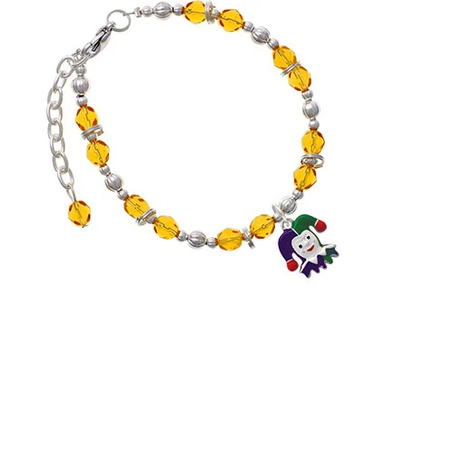 Mardi Gras Jester Yellow Beaded Bracelet |