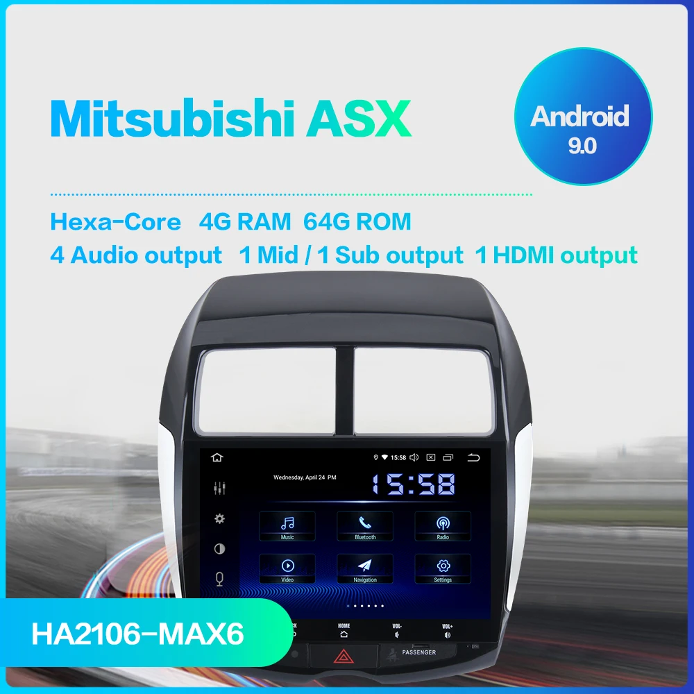 Cheap Dasaita 1din Android 9.0 Car Stereo for Mitsubishi ASX Peugeot 4008 Citroen C4 Air Cross Multi Touch Screen radio MP3 USB 1