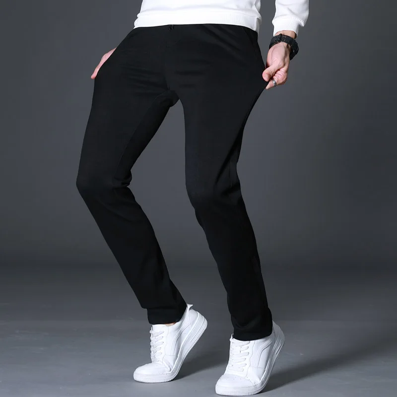 

2018 new Casual pants men Winter black High Elastic Waist Full Length Trousers Straight mens sport pants AVBXCV