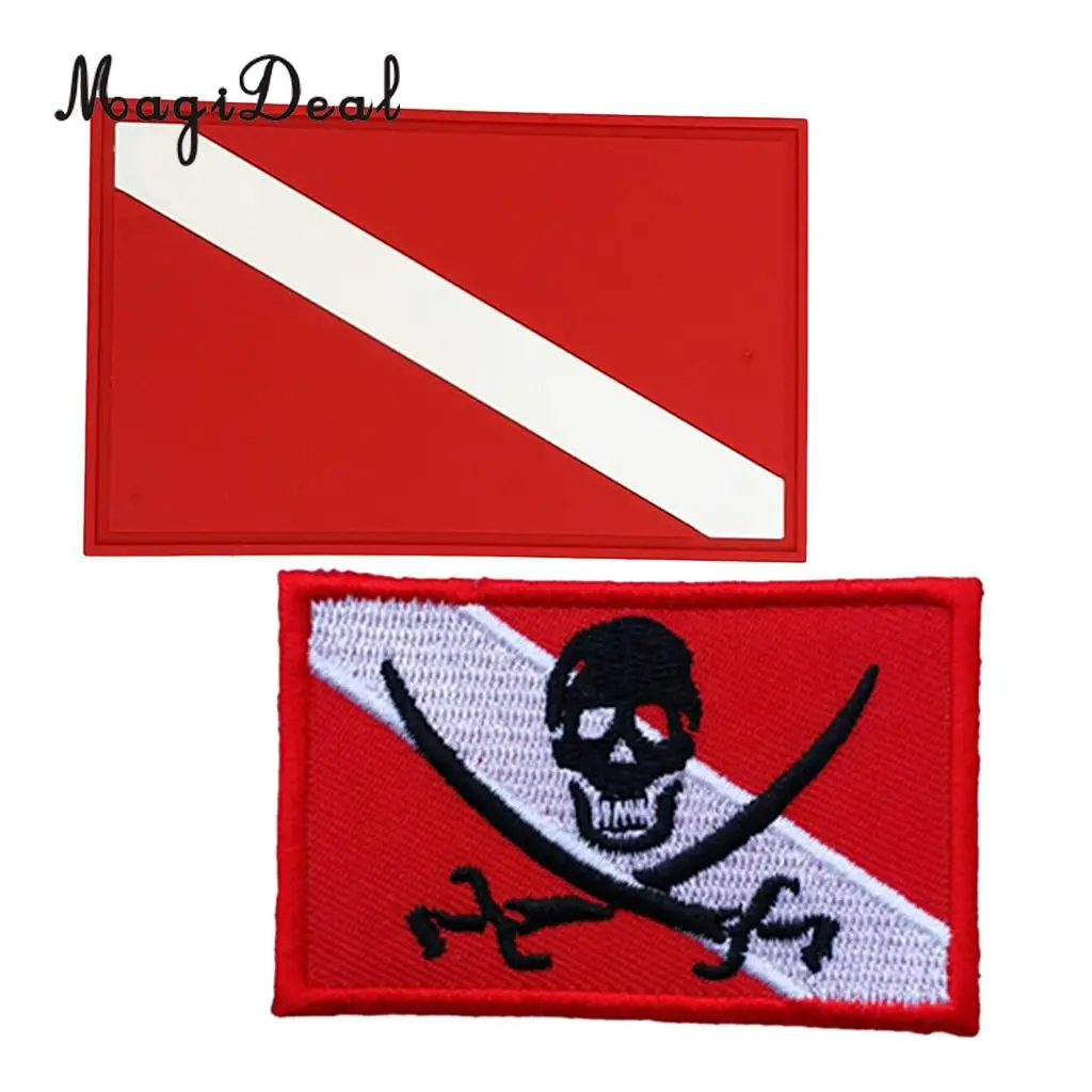 

Durable Snorkeling Scuba Dive Flag Embroidered Iron/Sew On Patch + PVC Diver Flag Patch Badge for Swimming Diving Accessories