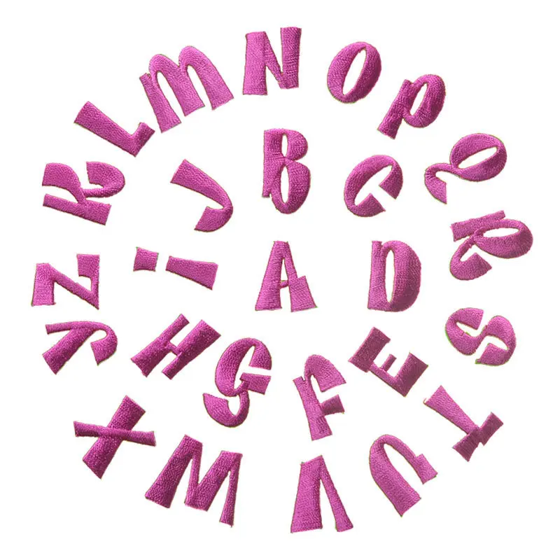 

Rose Pink Letter English Alphabet Iron On Patches For Clothing Embroidery Stickers Badges Fabric Appliques For Kids Tshirt Jeans