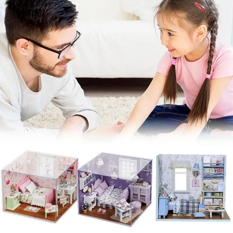 Mini DIY Doll Houses Toy Kids Wooden Assemble Model Furniture Kits Gift Mini DIY Doll Houses Toy Kids Wooden Assemble Model Furniture Kits Gift