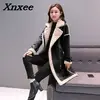Abrigo de lana de cordero de mujer abrigo largo medio grueso abrigo de piel de gamuza chaquetas Otoño Invierno ropa de abrigo femenina Xnxee ► Foto 2/6