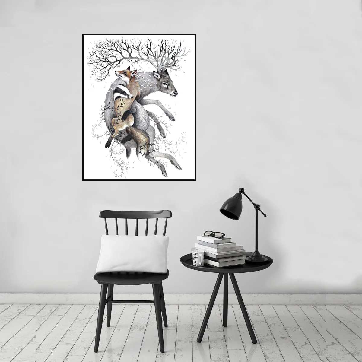Hand Painted Fawn Art Poster Print Living Room Wall Picture Home Decor Gift Accessories | Дом и сад