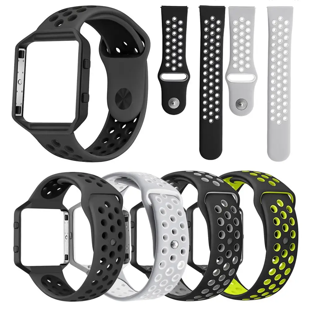 

Dual Color Round Hole Breathable Silicone Watch Strap Watch Frame Or Wrist Band Wrist Frame For Fitbit Blaze Smart Watch